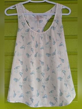 Lauren Conrad sleeveless Floral Racerback With Ruffle Camisole Chickadee Print